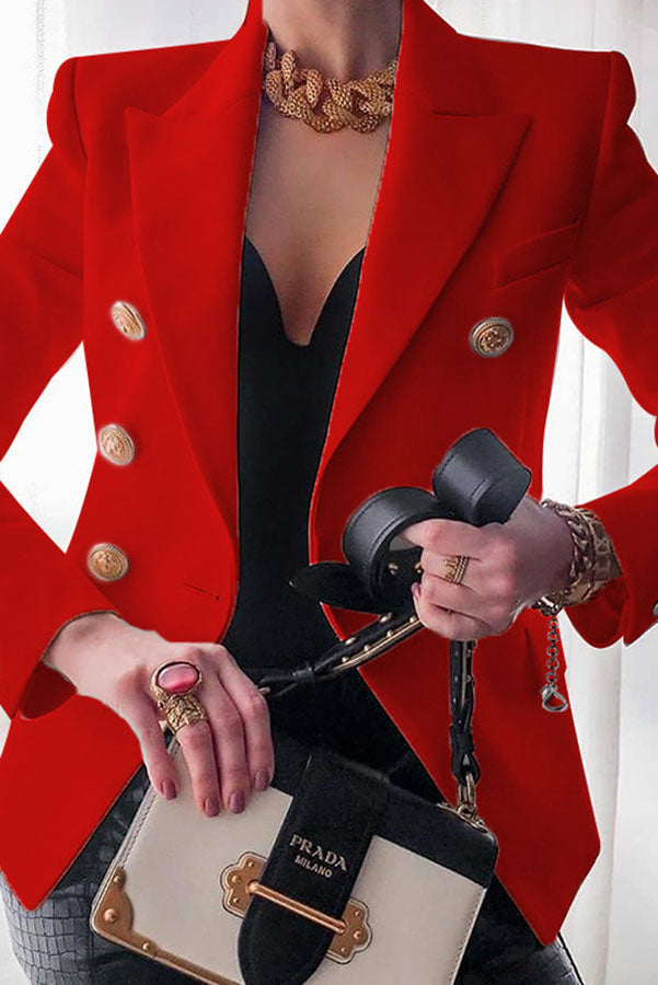 Blazer Croisé Élégant pour Femme à Boutons Dorés, Sophistiqué et Polyvalent
