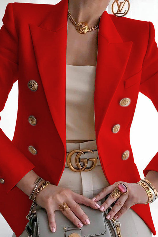 Blazer Croisé Élégant pour Femme à Boutons Dorés, Sophistiqué et Polyvalent