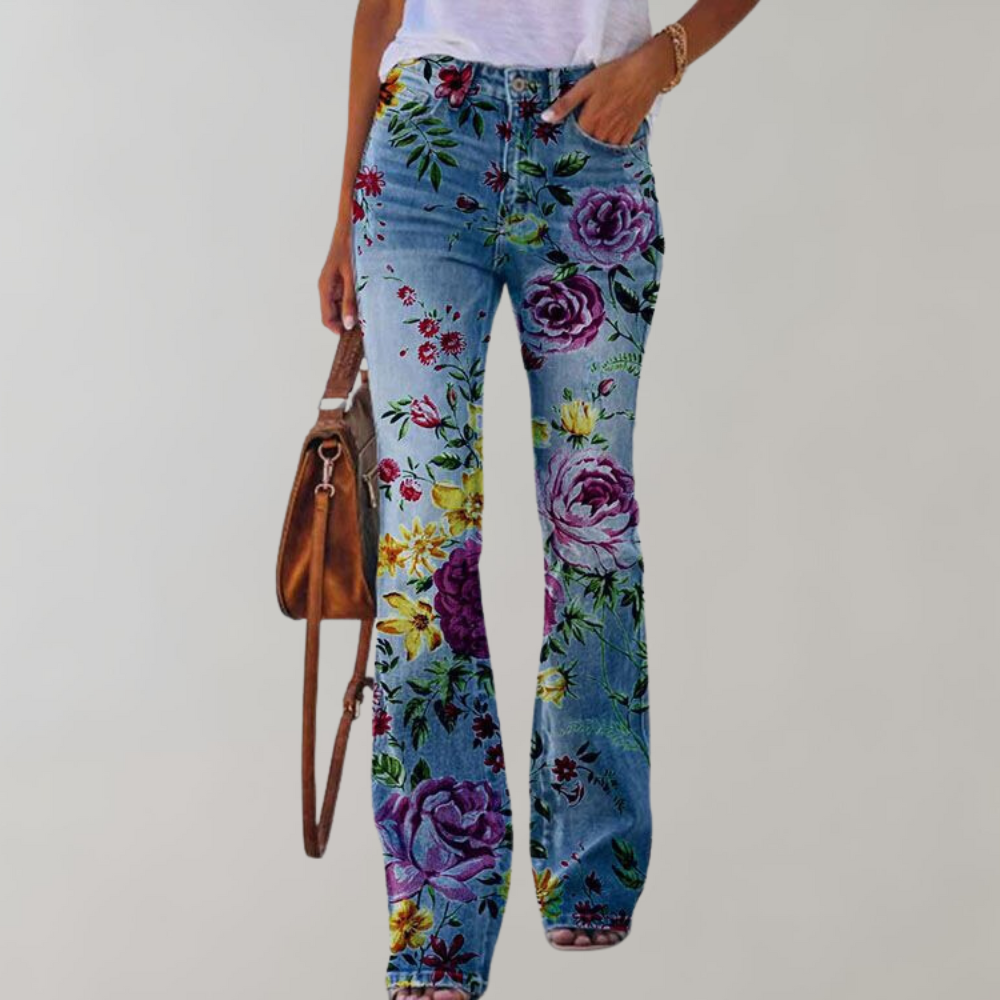 Morgane - Pantalon Évasé à Imprimé Floral