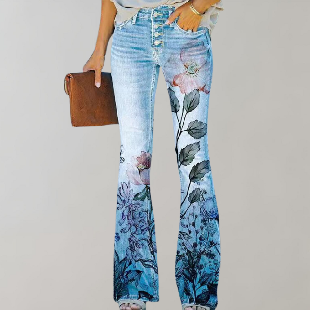 Morgane - Pantalon Évasé à Imprimé Floral