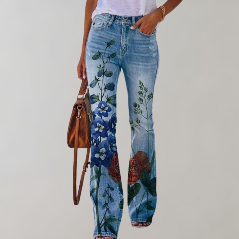 Morgane - Pantalon Évasé à Imprimé Floral