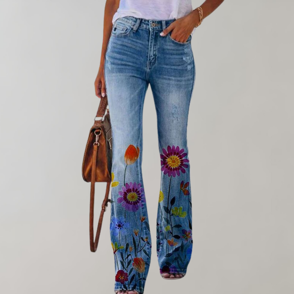 Morgane - Pantalon Évasé à Imprimé Floral